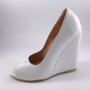 white wedge heels closed toe