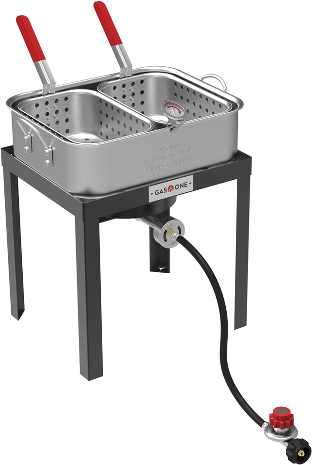 Gas One Double Fryer with 2 Baskets Propane Burners for Outdoor Cooking