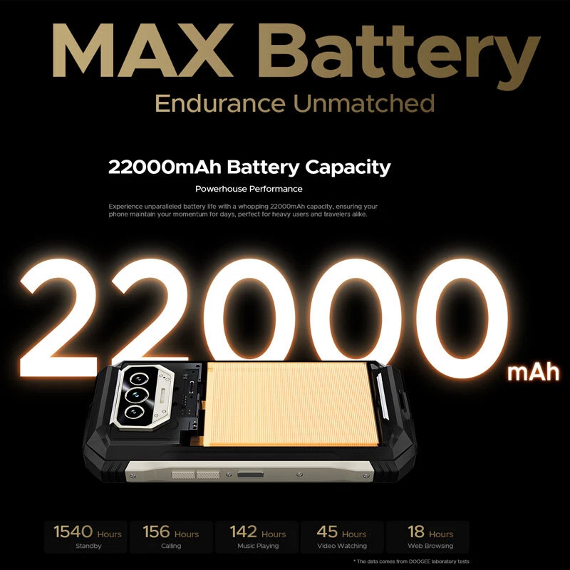 DOOGEE V Max S 5G Rugged Smartphone Android 14 NFC Mobile Camping Light 22000mAh - Image 3 of 4