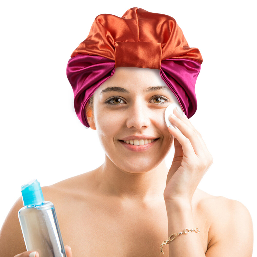 2 Turban Night Cap Wide Band Bowknot Cap (Black/Rosy) eBay