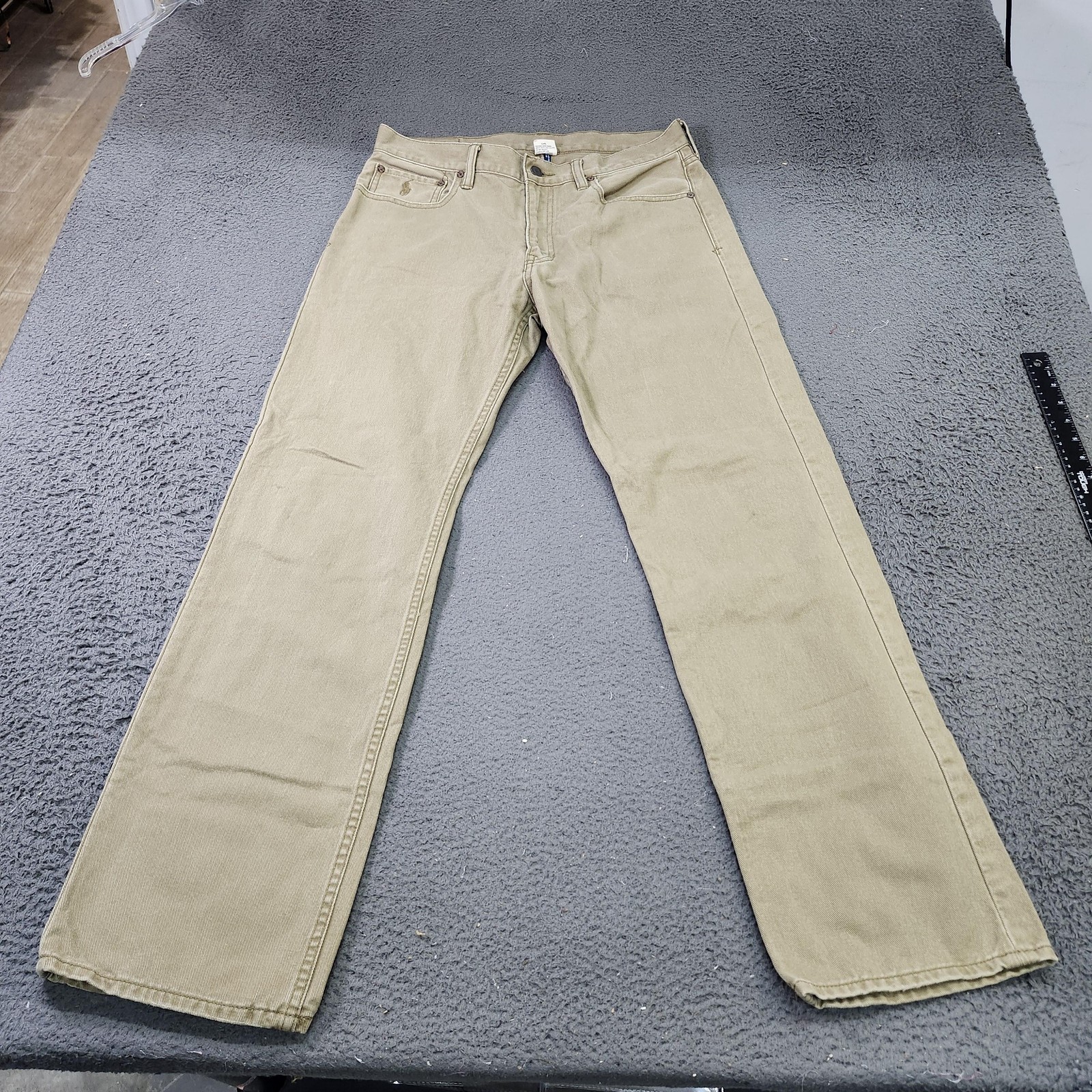 Polo Ralph Lauren Jeans Mens 33x32 Beige Denim Straight Leg Authentic Dungarees