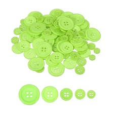 100 Pcs Resin Round Buttons, 4 Holes Sewing Snaps, Light Green (Assorted Size)