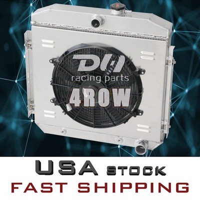 4Row Radiator&Shroud&Fan For 1955 1956 1957 Chevy Bel Air/ Nomad/Del Ray L6 3.8L