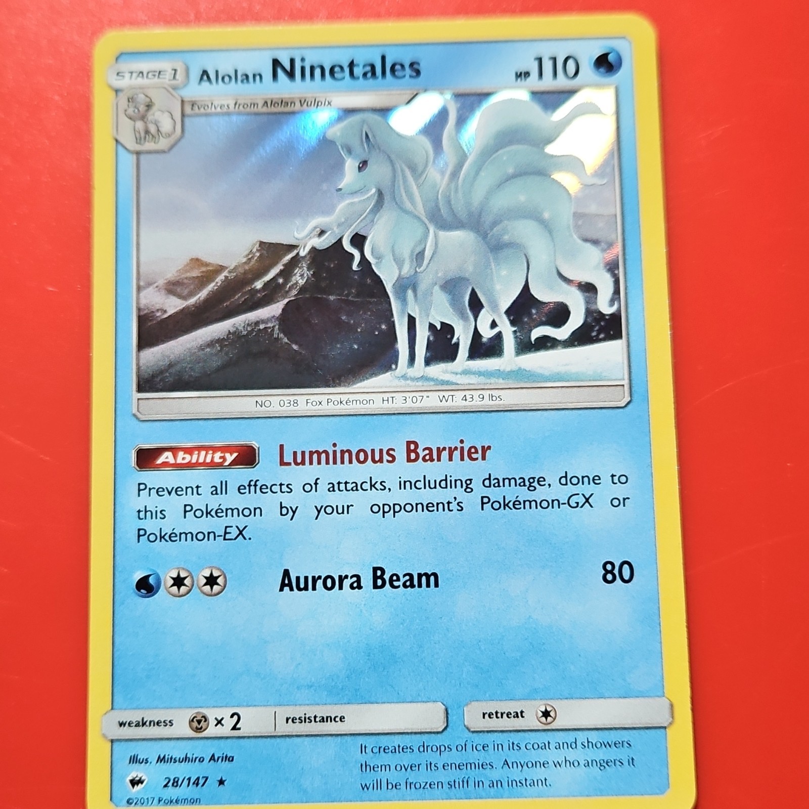 Pokemon TCG Alolan Ninetales 028/147 Water Web Holo Rare ENG