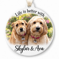 Personalized Dog Photo Ornament, Custom Pet Christmas Ornament with Name, Dog Lo
