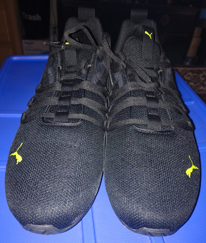 PUMA Soft Foam Men's Low Top Lace-Up Athletic Sneakers Black/Yellow Synthetic