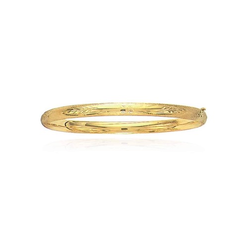 14K Żółte złoto Białe 5mm Diamentowy krój Kwiatowy wzór Bransoletka (pusta) 5. - Zdjęcie 5 z 11