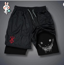 Hot Men's 2-in-1 Running Gym Shorts Summer Fitness Training Quick Dry Workout UK