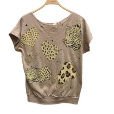 VTG Y2K Leopard Graphic Top Womens S Fairy Grunge Goth USA Made Glitter Relaxed
