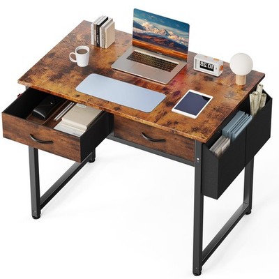 32'' Home Office Computer Desk with Drawers, Small Gaming Writing Study Table ...