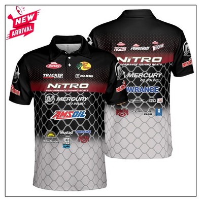Custom Name Men's Fishing Nitro Boats Berkley Logo 3D Polo Shirt Size S-5XL