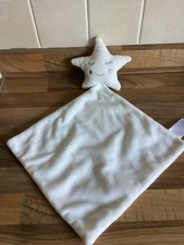 Matalan White Sleeping Star Silver Face Comforter Baby Blankie Soother Soft Toy