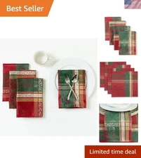 Holiday Legacy Yarn Dyed Jacquard Fabric Cloth Napkins, for Holiday, Winter, ...
