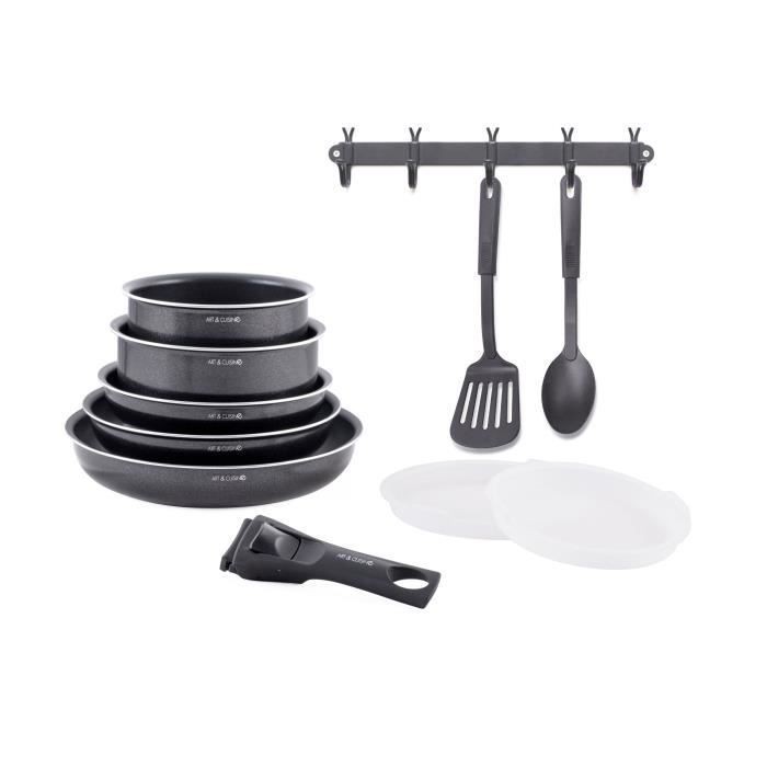 Batterie de cuisine induction ART & CUISINE AC1083 en aluminium forgé haut de gamme
