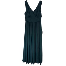 NWT Lulus Thoughts of Hue Emerald Green Surplice Maxi Dress Size XL Chiffon Slit