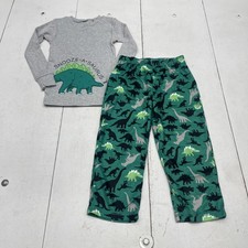 Simple Joys By Carters Pajamas Set Boys 5T Gray Green Dinosaur Print