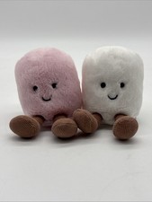 Jellycat London Amuseables Pink And White MARSHMALLOWS Soft Plush
