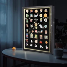 Light Up Pin Display Board 16x12 Black with LED for Enamel Pin Collection Frame