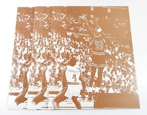 Lot of (3) Michael Jordan Vintage 11x14 Sepia Exhibit Photo Cards Chicago Bulls