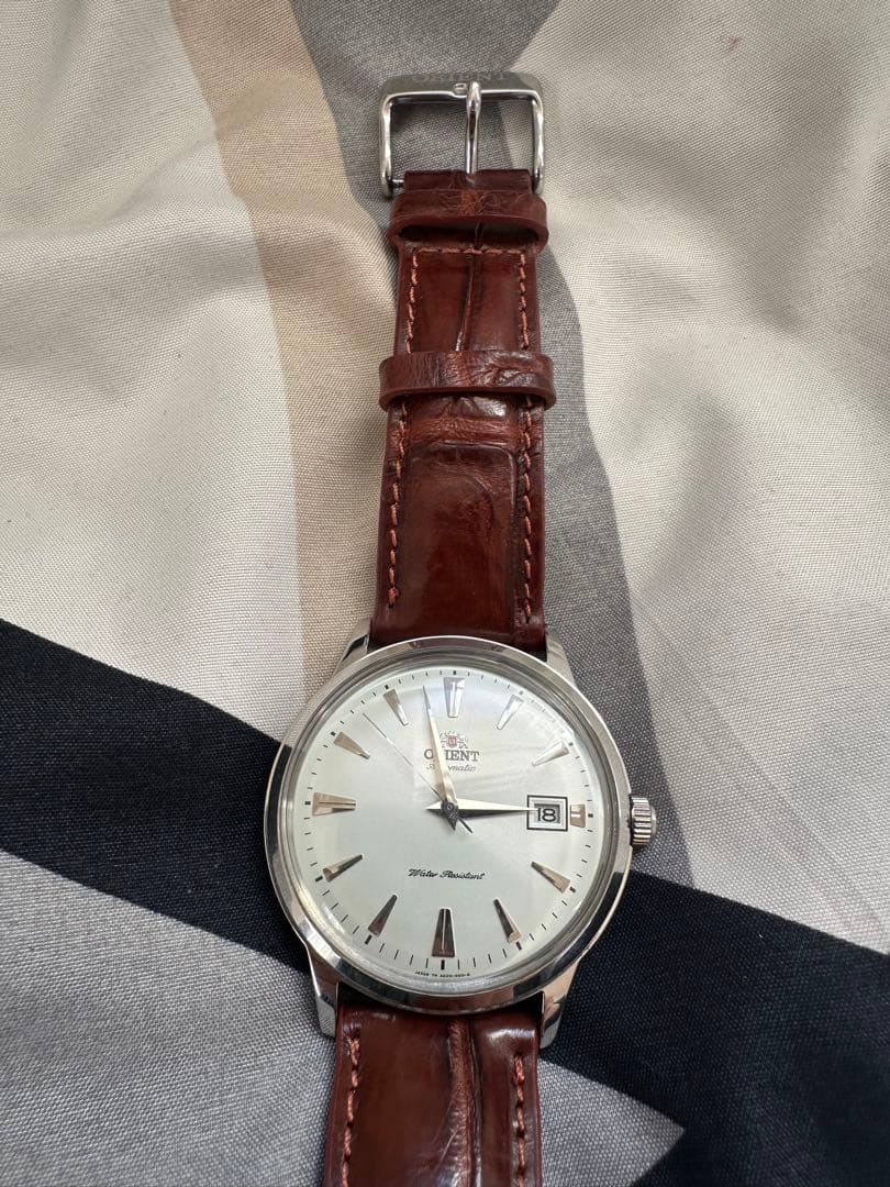 Orient Automatic Wristwatch Silver Brown Leather … - image 2