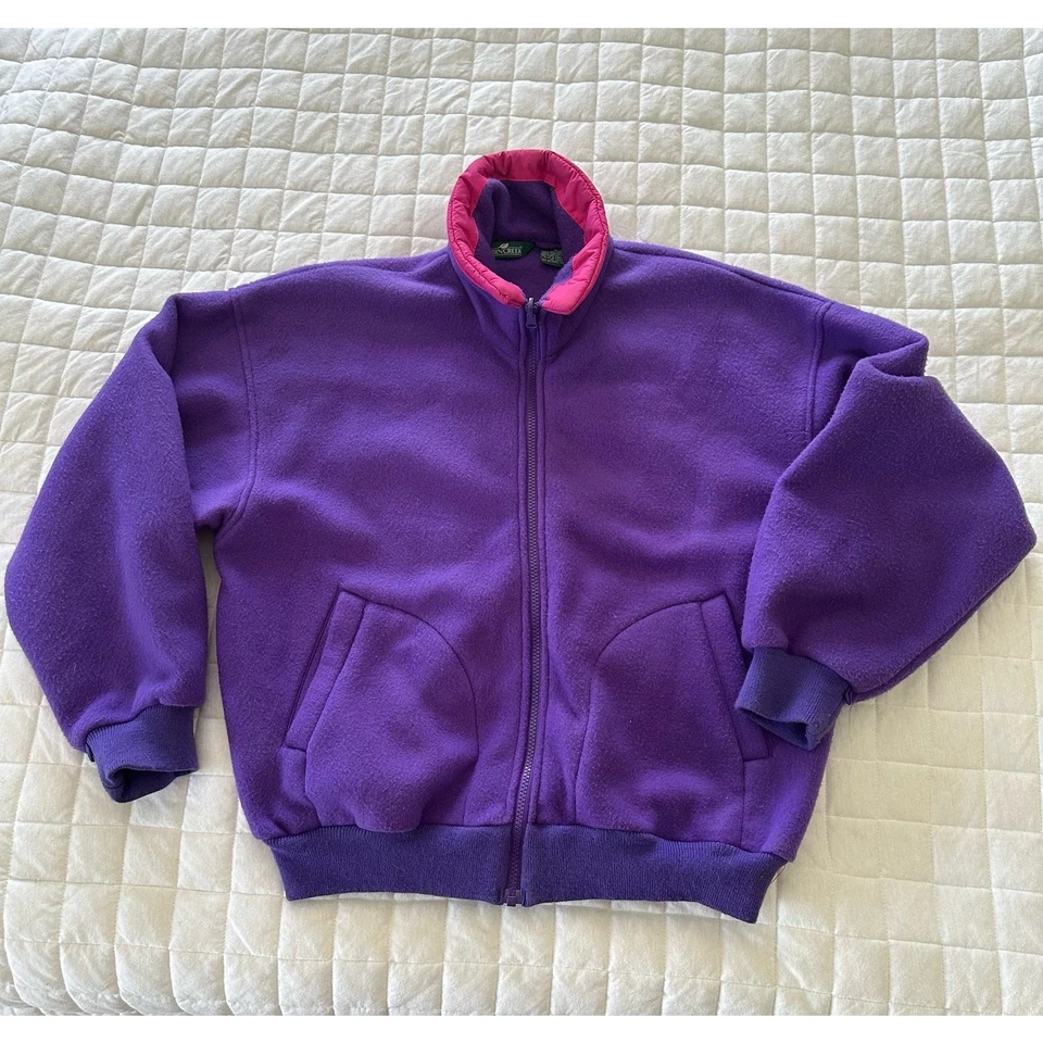 Vintage CABIN CREEK Womens Jacket Medium Purple Fleece Retro 90s Outdoor Gorp - Image 3 of 4