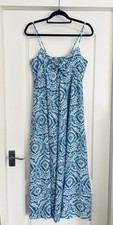 ZARA Cotton Strappy Maxi Dress – Blue Print, Size L | RRP £49.99
