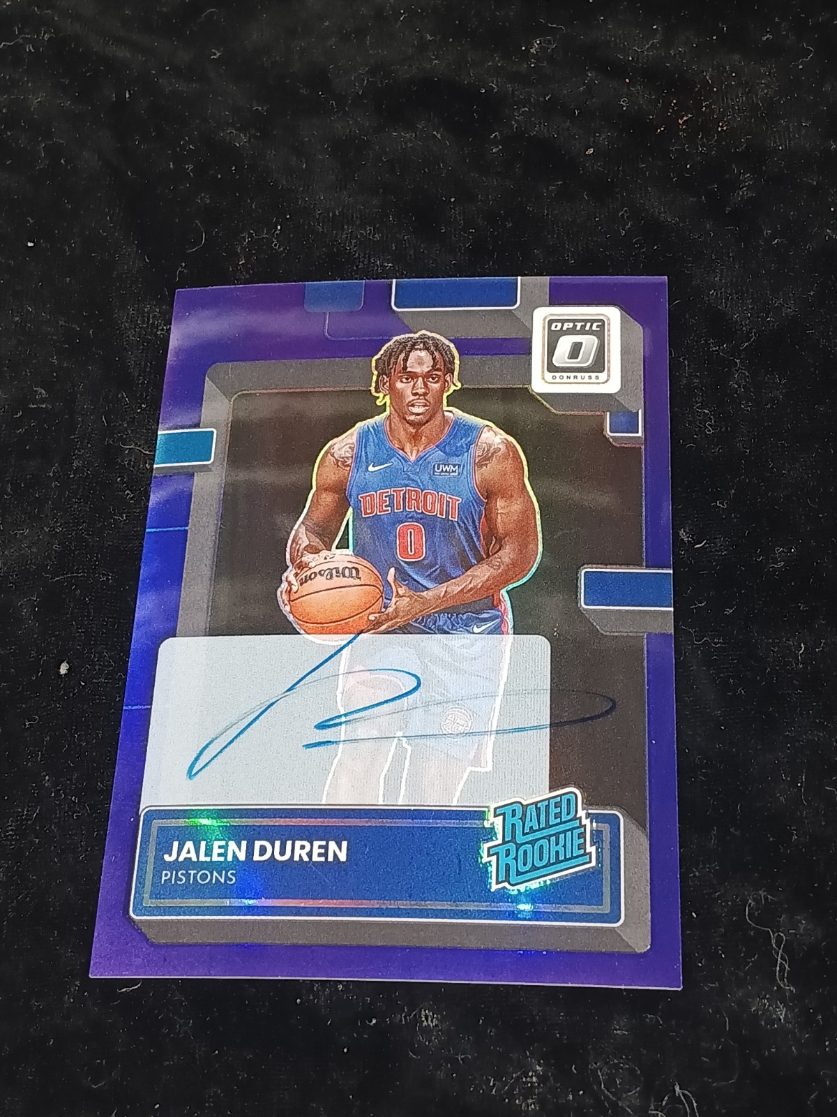 2022-23 Donruss Optic Jalen Duren Auto Purple Rated Prizm Rookie Auto #227