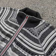 Eddie Bauer Sweater Womens M Gray Nordic Fair Isle Geometric Pullover 1/2 Zip