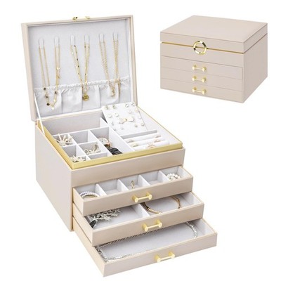 Jewelry Box Organizer for Women Girls, 4-Layer Large Jewelry boxes with 3 Dra...