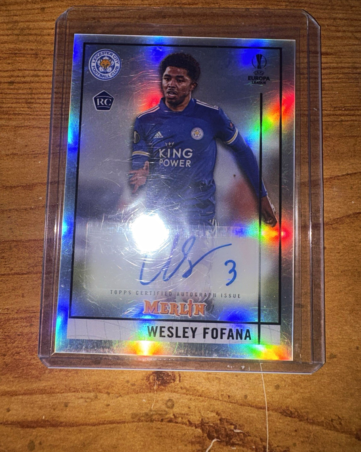 Topps Merlin Chrome UEFA 2020-21 Wesley Fofana Leicester City BCA-WF RC Auto