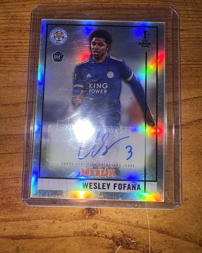 Topps Merlin Chrome UEFA 2020-21 Wesley Fofana Leicester City BCA-WF RC Auto