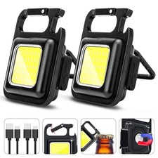 COB Rechargeable Keychain Flashlight 2Pack, High Lumen Super Bright LED Work ...