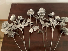 9  Stück Künstliche Rosen Blumenstrauß Kunstblumen Floristik  Rosa Silber  Deko