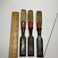 Vintage Stanley 1" beveled edge Wood Chisel Made in USA-set Of 3