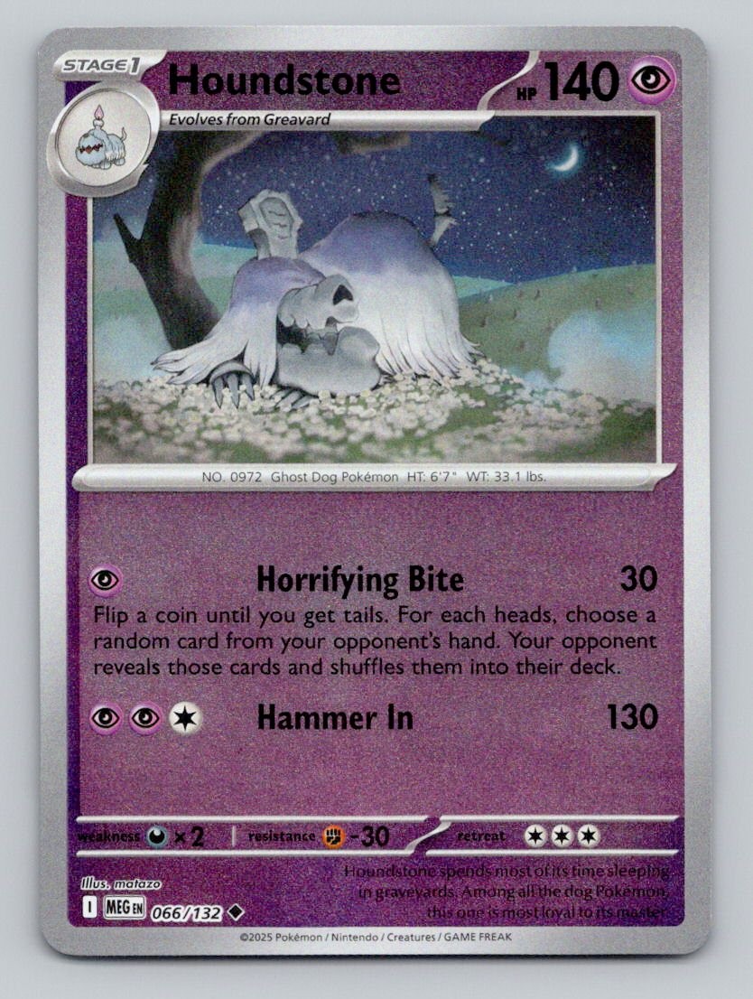 Houndstone 066/132 Uncommon Mega Evolution Pokemon Reverse Holo Near Mint