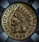 1898 indian head penny Ngc Au58 Bn