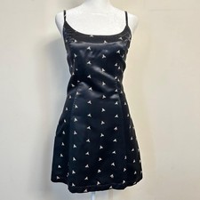 Vintage Betsey Johnson Embroidered Satin Slip Dress 80s - 90s Floral Mini