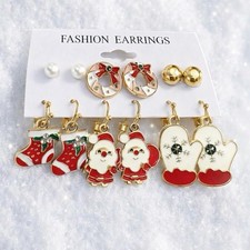 Christmas Women's Alloy Earrings - Festive Holiday Jewelry, 4 Styles, 30