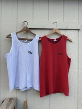 Lot Of 2 Vintage Speedo Tank Top Shirt Men's XL Red Sleeveless Logo 90s USA