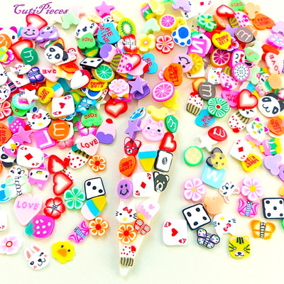 Fimo Clay Slice Card Dice Lolly Cupcake Letter Paw Fruit Flower Tiny 3D Nail Art