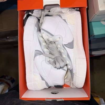 Sz 5.5 Nike sacai x Blazer Mid White Grey BV0072-100