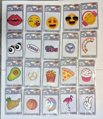 HER Sticker Me! Peel & Stick Patch Sticker, Unicorn Rainbows Lips Emojis & MORE