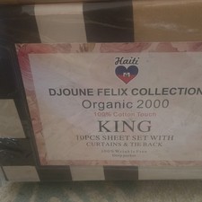 Djouna Felix Organic 2000 100 Cotton 2000TC King Sheet Set Black/White 10pc