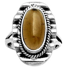 Natural Smoky Quartz - Brazil 925 Sterling Silver Ring s.8 Jewelry R-1212