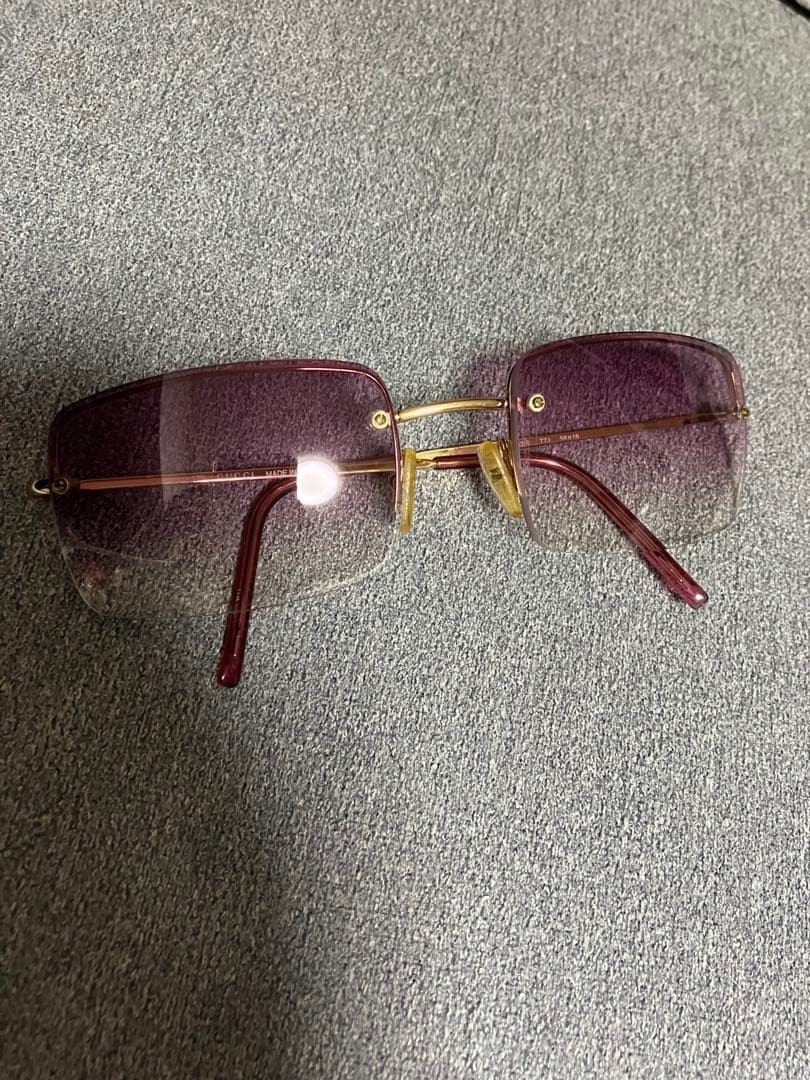 VINTAGE GUCCI GG 1653/S Rimless Sunglasses Gold Pink Purple