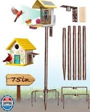 VIUBIRD Bird Feeder Pole – 75 Inch Height Bird House Pole with 1-Inch Dia Hea