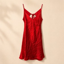 VTG Y2K Victoria  s Secret 100 Silk Red Open Back Slip Dress Large