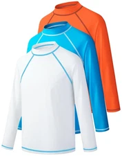Kids UPF 50+ Quick Dry Swim Shirt - Boys Girls Youth Rash Guard Beach UV Gear