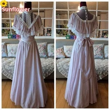 Vintage Victorian Wedding Dresses High Neck Tiered Ruffled with bow Bridal Gowns