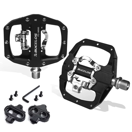 Pedals MTB Bike Flat Pedal Platform Bearing Dual Function Fit SPD System Aluminu - Picture 9 of 20